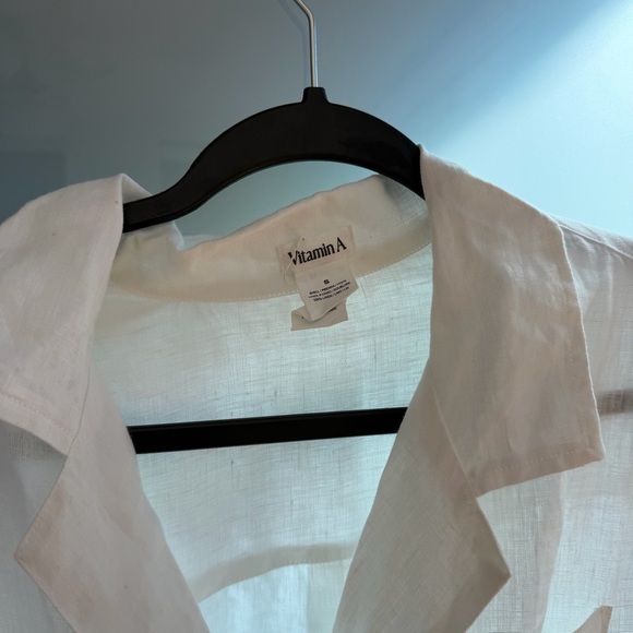 Vitamin A White Linen Swimsuit Romper - Picture 3 of 4